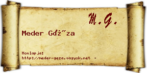 Meder Géza névjegykártya